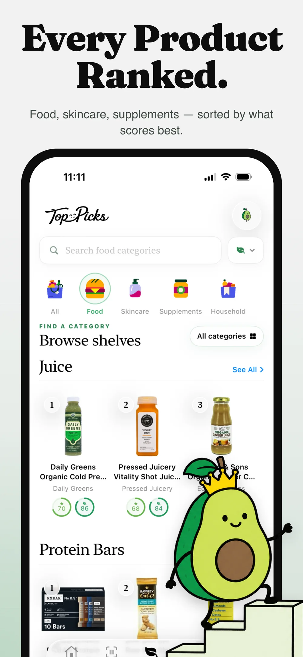 Reviews ranked product shelves